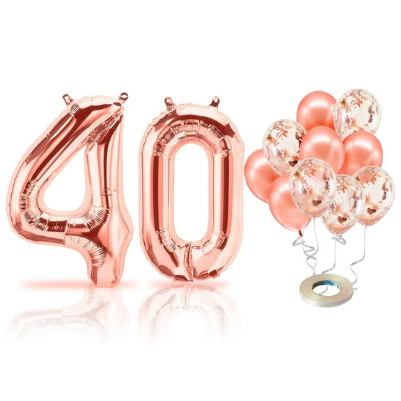 PARIS PRODUCTS - 40th Birthday Rose Gold Balloons & Number 40 Mylar Balloon, 40th Birthday Party Decor, 40th Birthday Decorations for Women, 40th Birthday Decorations Women 40