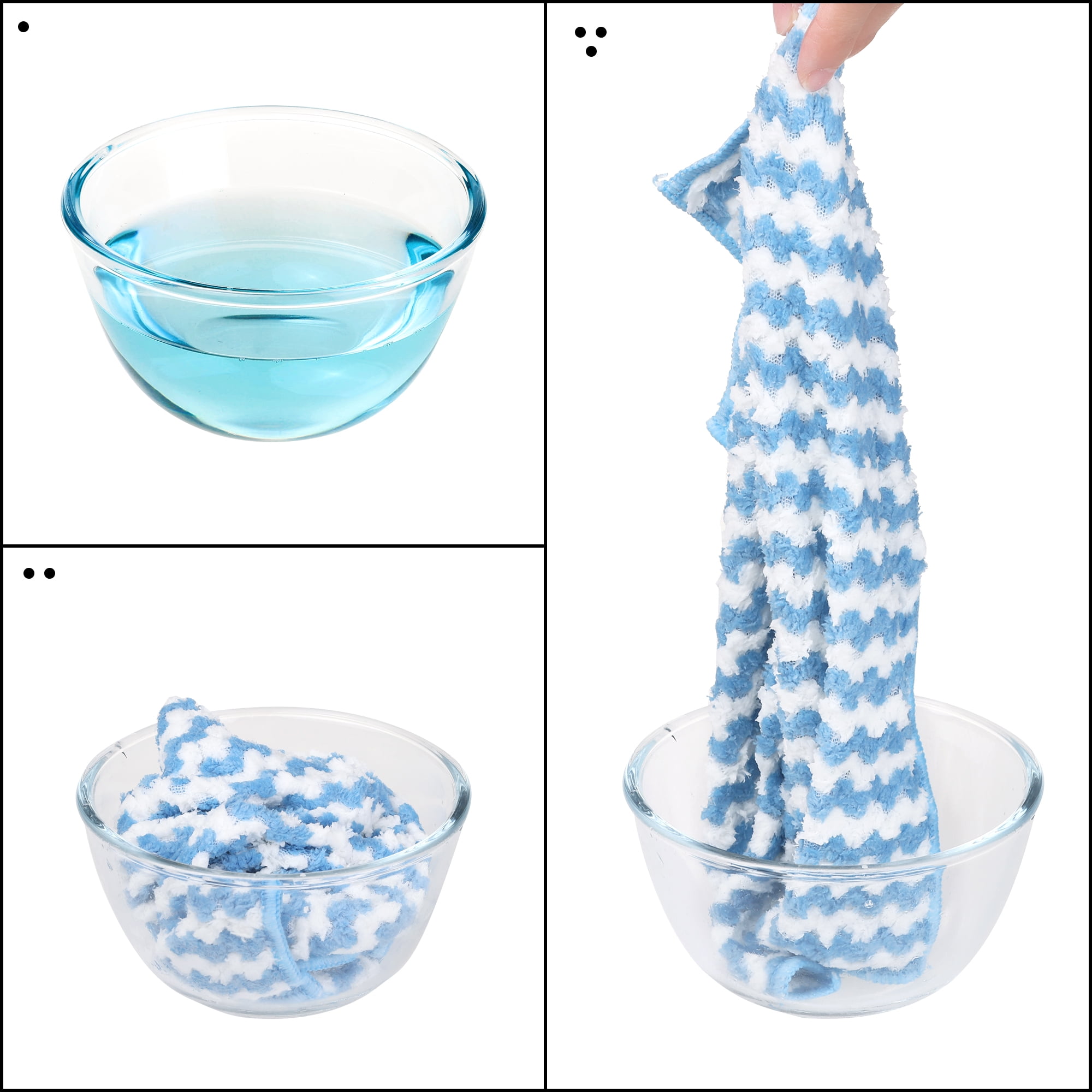 Unique Bargains 12 Pcs Microfiber Absorbent Rags Reusable Cleaning Towels Blue 10"x10"