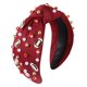 thumbnail image 1 of ZOLEAROPY Diadema de fútbol con perlas y diamantes de imitación, diadema con nudo superior anudado, accesorio para el cabello para el día del juego, regalo para fanáticos de las mamás del fútbol (rojo, 1 of 5