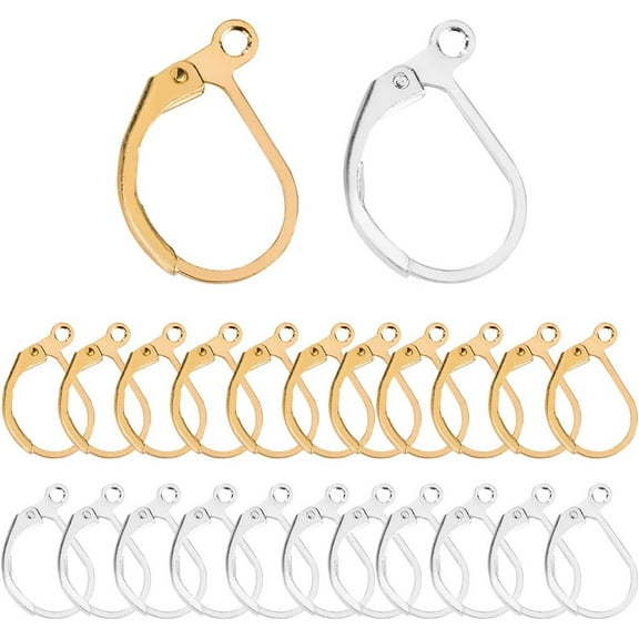 100pcs Hypoallergenic Earring Hooks, Gold and Silver Plated Leverback Earwire