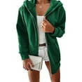 thumbnail image 4 of Baqcunre Womens Hoodies Women'S Sports And Leisure Metal Zipper Jacket Plus Fleece And Thickened Women'S Hooded Cardigan Sweater Cardigan Sweaters For Women Womens Fall Fashion 2023 Green 2 XL, 4 of 4