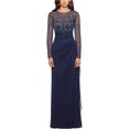 thumbnail image 1 of XSCAPE Womens Sequin Gown Dress, navy, Petite, 8P, 1 of 2
