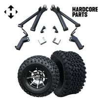 Hardcore Parts 6" A-Arm Lift Kit for Yamaha G2/G9 Golf Cart with 10" Machined/Black 'Kraken' Wheels and 22"x11"-10" DOT rated All-Terrain tires