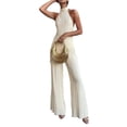 thumbnail image 2 of Jaimenalin Women'S 2 Piece Outfits Sleeveless Halter Top and Wide Leg Pants Set Khaki L, 2 of 9