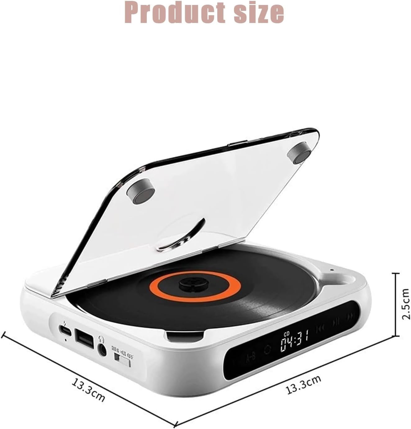Yuguz Portable Cd Player, Yuguz Portable 5.3 Bluetooth Rechargeable Cd Player, Megicot Portables Cds Players, Rechargeable, Supports USB and Repeat Modes for Home, Office, Travel