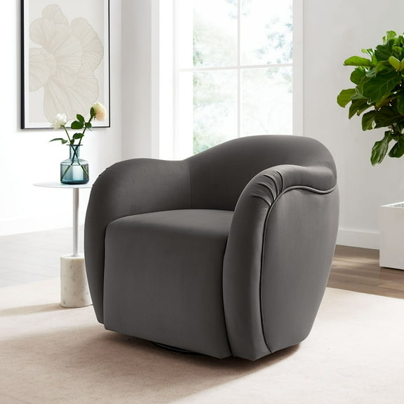 Modway Compose Performance Velvet Swivel Armchair in Storm Gray