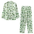 thumbnail image 5 of SCRAWLGOD Green Leaf Pajamas Women Long Sleeve Button Up Pjs for Women Set of 2 Size XS V-Neck Women's Pajama with Pockets Elastic Women Loungewear Set, 5 of 7