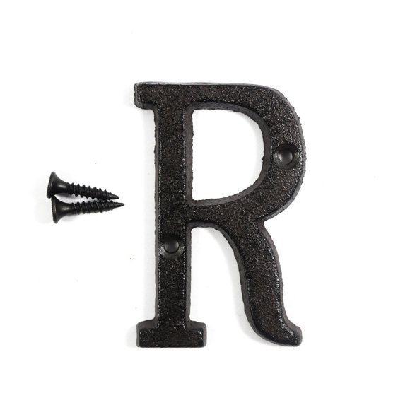 KiaoTime 3" Vintage Decorative Cast Iron Metal Alphabet Letters Wall Sign Hanging Address Name Sign Letter 'R'