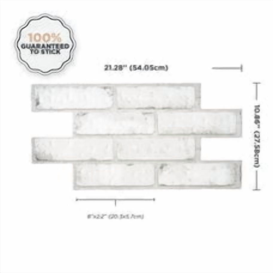Smart Tiles Peel and Stick Backsplash, 5 Adhesive Tiles, Brik Grey/White, 21.28"x10.86"