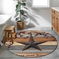 thumbnail image 4 of Country Stars Washable Round Area Rug 4 ft, Vintage Rust Black Star Berry Brown Light Blue Wood Grain, Soft Non Slip Rugs Stain Repellent Indoor Felt Carpet for Living Dining Room Bedroom Home Office, 4 of 9