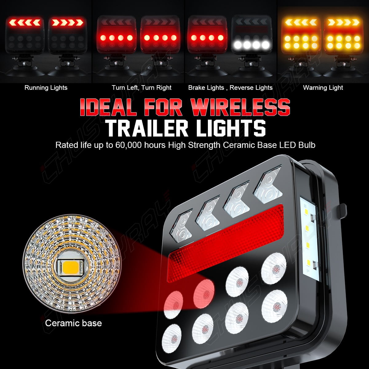 Wireless Magnetic Trailer Lights LED TailLight Kit For Western Star 4900 Semi