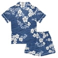 thumbnail image 2 of FORMRS Niños Short Sleeve Top and Pants Pajama Set Unisex Satin 2-Piece Sleepwear, Sizes 13-14Y, Floral Ocean Waves, 2 of 8