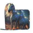 thumbnail image 2 of Honeii Starry Light White Horse patten Oven Mitts and Pot Holders Sets, Baker Oven Mitts, Mittens for Kitchen Decor, Baking Lover over Gloves Gifts, 2 of 7