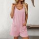 thumbnail image 5 of Camisetas Cortas para las Mujeres sin Mangas Cuello Redondo Sólido con Bolsillos, Casual una Pieza Romper Poliéster, 5 of 9
