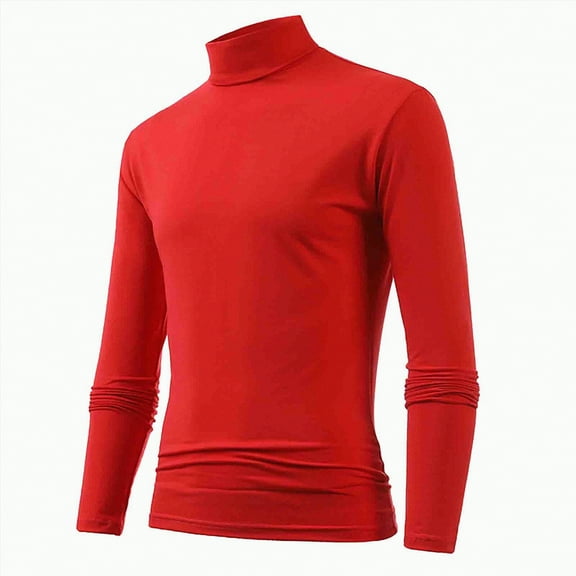 TOWED22 Men's Mock Neck Shirts, Long Sleeve Slim Fit Turtleneck Tops Lightweight Basic Pullover Casual Knit Sweaters(Red,XL)