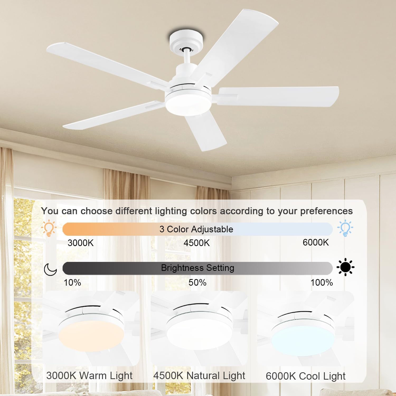 FUMLTP 52 Inch Modern Ceiling Fans With Lights APP/Remote Control, Low Profile Reversible 6 Speeds Dimmable Ceiling Fan Light For Indoor Outdoor Bedroom Living Room Brown Tamano 52inch Color Brown&pid=njk5zdq3yz