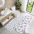 thumbnail image 4 of Butterfly and Purple Teal Pattern Bathroom Rug Set 4 Piece,Includes Contour,Lid Cover,Bath Mat,Non-Slip Extra Soft Absorbent Washable, 4 of 4