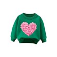 thumbnail image 4 of Tao Tao Toddler Girls Boys Sweatsuit - Valentine's Day Heart Print Child Clothes, Long Sweatshirt And Sweatpants Fall Outfit Green 12 Months, 4 of 4
