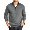 thumbnail image 3 of Busydd Quarter Zip Pullover Men with Quilted Texture Fashion Stand Collar Solid Color Long Sleeve Men's Sweatshirts L, 3 of 9