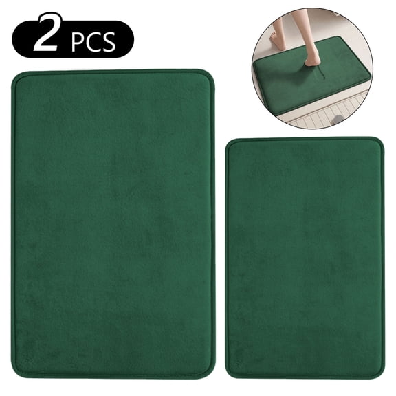 Tripumer 2 Pcs Bathroom Shower Mats Set Absorbent Bath Mat for Floor Bedroom Home Navy Green