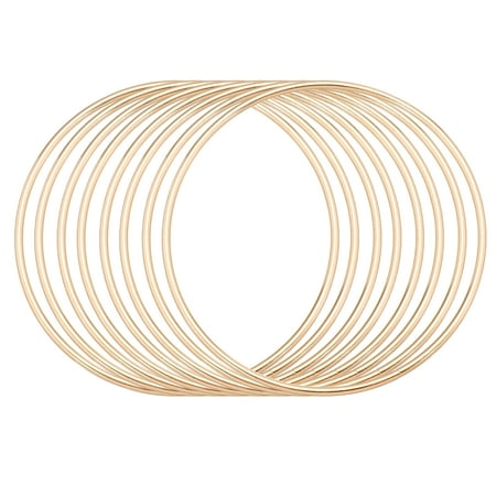 Uxcell 8Pcs Dream Catcher Rings, 3.9" Metal Hoops for Crafts Wreath Hoop Rings for Wall Hanging Crafts Home Decorations DIY Wedding Wreath Decor, Gold 3.7"