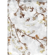 Camilla Branches Twigs Leaves Browns Gold White Textured Fabric Benson Mills (52 x 70 Rectangle)