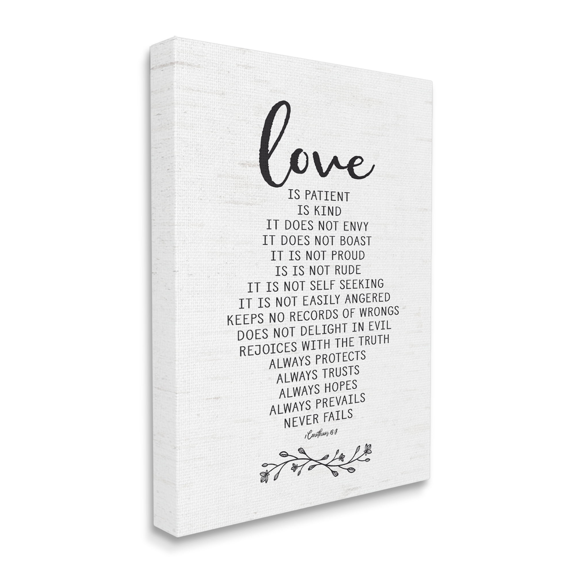 Stupell Industries Love is.. Uplifting Heartfelt Quote Spiritual Scripture Graphic Art Gallery Wrapped Canvas Print Wall Art, Design by Lettered and Lined