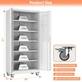 thumbnail image 4 of SUPEER Metal Garage Storage Cabinet with 5 Shelves, 71" H Top Workbench Mobile Tool Chests Garage Cabinets with Pegboards,Tool Cabinets for Home,Office,Shop，Assembly Required, White, 4 of 8