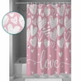 thumbnail image 3 of Extra Long Shower Curtain 72x84 Inch, Pink Valentines Shower Curtain Waterproof Bathroom Decor White Love Heart Fabric Bath Curtain Set Accessories with Hooks, 3 of 6