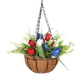 thumbnail image 2 of Kokovifyves Patriotic Decorations American Lndependence Day, Basket of Artificial Flowers for Patio Garden Decoration, Coconuts Lined Hanging Basket of Red, White and Blue Tulips for Indoor And, 2 of 8