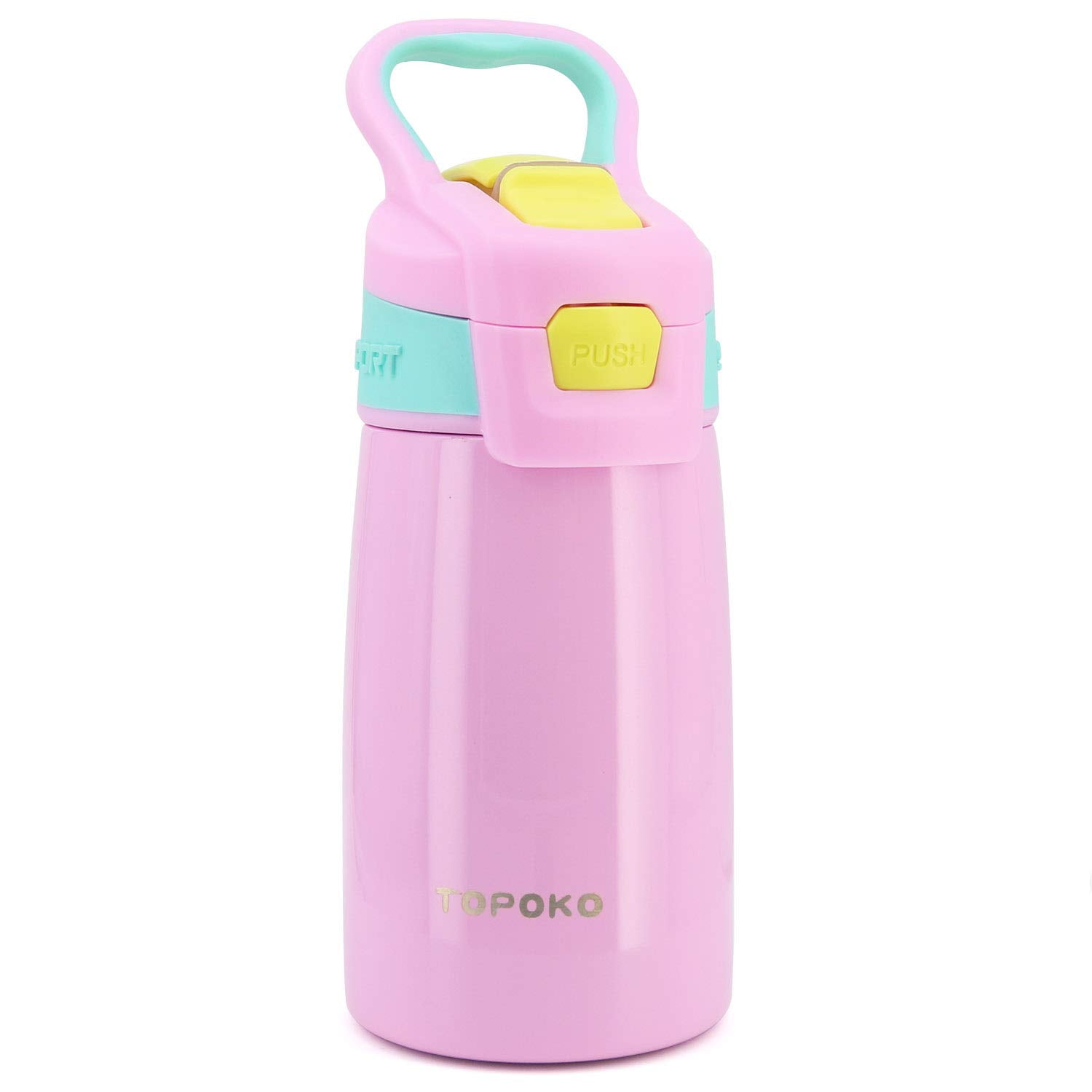 AUTO FLIP 12 OZ Stainless Steel Kids Water Bottle for Girls Double Wall Beverage Carry Kid Cup