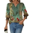 thumbnail image 2 of Fantaslook 3/4 Sleeve Womens Tops Dressy Casual Blouses V Neck Work Shirts Trendy Tops with Smocked Cuffs, 2 of 6