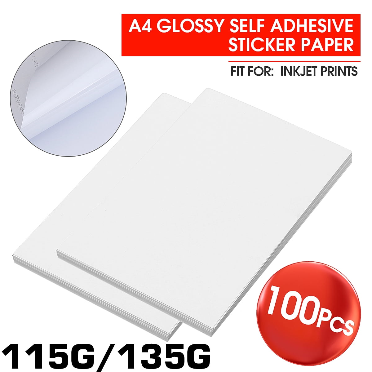 100 Sheets A4 Self Adhesive Glossy Paper Inkjet Printers paper Walmart Canada