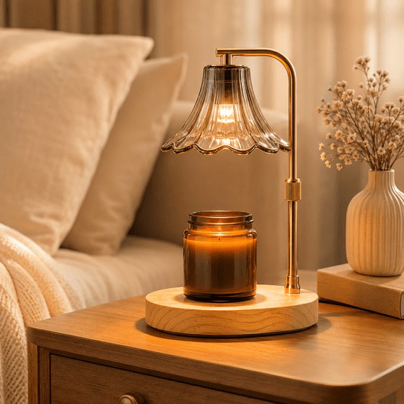 Metdark Candle Warmer Lamp, Timer, Dimmable, Adjustable Height, 2 Bulbs