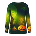thumbnail image 4 of Qiopertar Mode Femmes Décontracté Imprimé Col Rond Manches Longues Blouse T-Shirt Pull Tops Offres de la Semaine Liquidation à Moins de 5$ jusqu'à 90 % de Réduction, 4 of 5