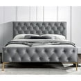 thumbnail image 4 of Omax Decor France Wood and Fabric Upholstered Queen Platform Bed in Charcoal, 4 of 4