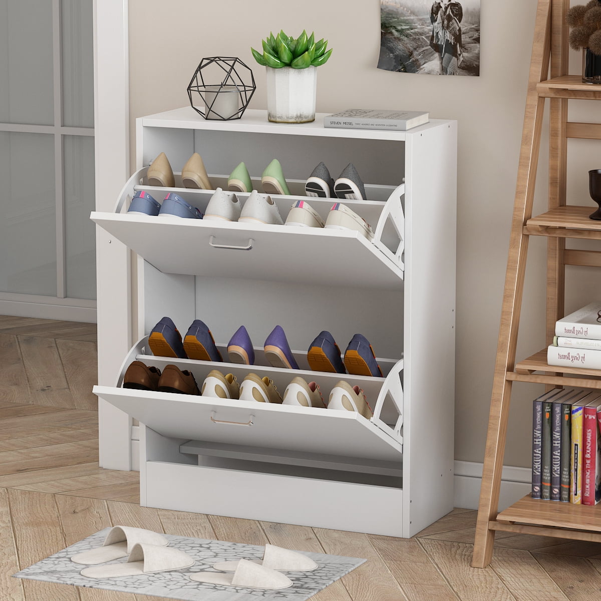KULAGAGA Modern 2-Drawer Shoe Cabinet, 3-Tier Shoe Rack