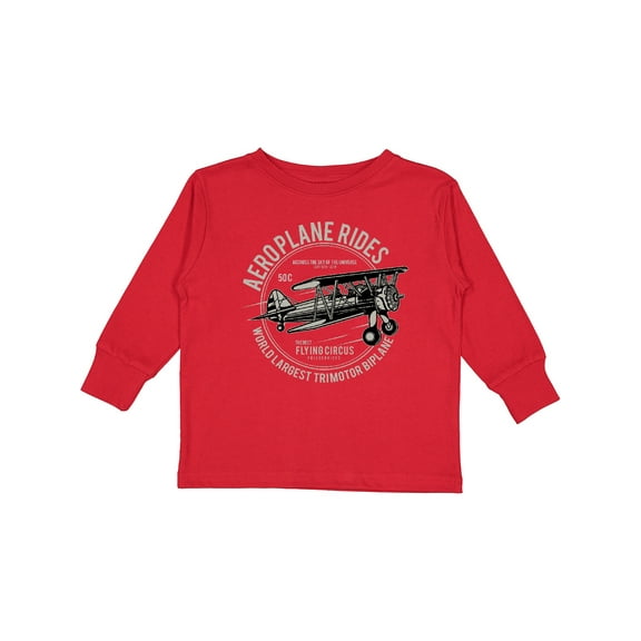 Inktastic Vintage Aeroplane Rides Boys or Girls Long Sleeve Toddler T-Shirt
