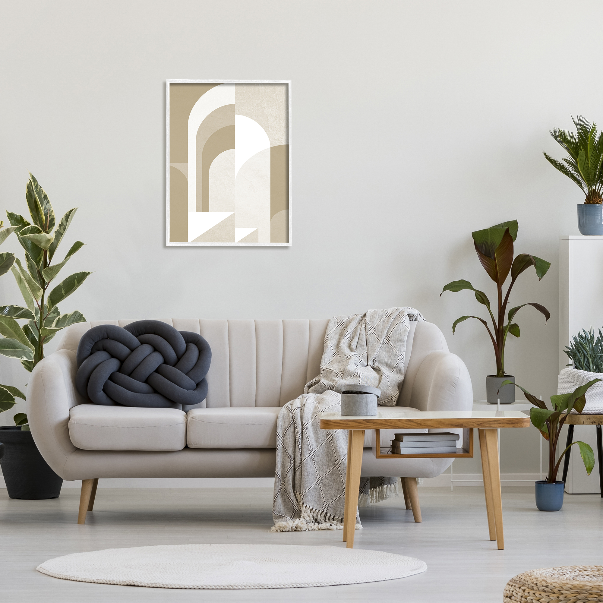 Stupell Industries Beige Abstract Arches Abstract Painting White Framed Art Print Wall Art, 24 x 30