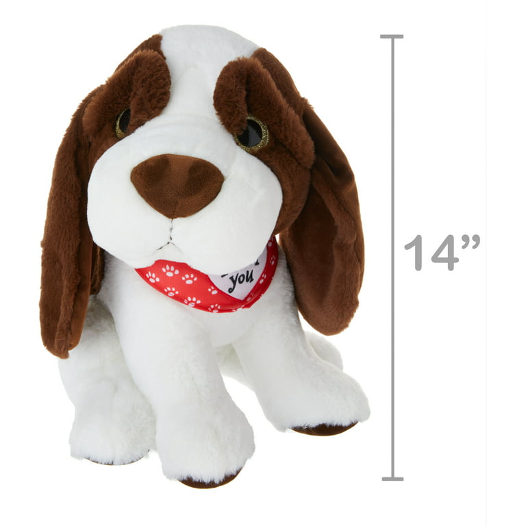 Way To Celebrate Valentine's Day Large Sitting Dog Plush Toy, Basset Hound​  