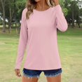 thumbnail image 2 of COMVALUE Women's Bamboo Viscose Long Sleeve Raglan Shirt Slim Fit Layering Top Pink for Size L, 2 of 5