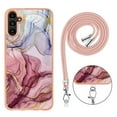 thumbnail image 4 of Case for Samsung Galaxy A05s, Adjustable Detachable Crossbody Strap Neck Strap Silicone Bumper Marble Painted TPU Ultra Thin Shockproof Protective Phone Case Cover for Galaxy A05s, Rose, 4 of 7