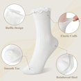thumbnail image 3 of 6 Pairs Cute Floral Ruffle Crew Socks Women, Breathable Cotton Novelty Casual Girls Above Ankle Funny Socks, 3 of 7