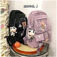 thumbnail image 3 of LHSHIDU Kawaii Backpack with Pins Kawaii School Backpack Cute Aesthetic Backpack Cute Kawaii Backpack for School (Beige, With Accessories), 3 of 7