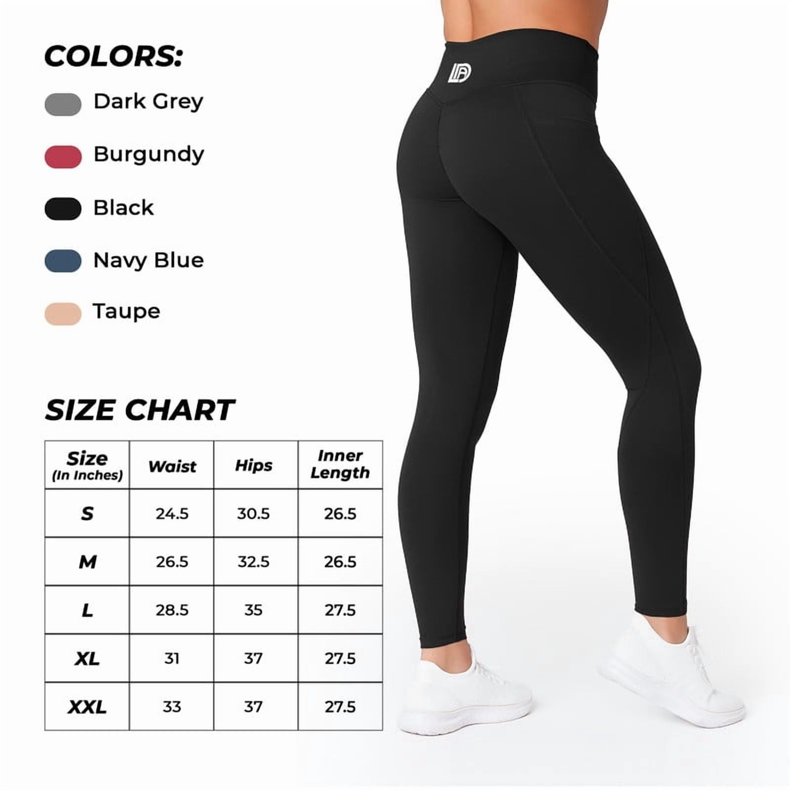 Lux Decor Women's High Waist Leggings with Pockets - Buttery Soft 4-Way Stretch Tummy Control Non-See-Through Squat Proof Yoga Pants for Workout, Gym & Running, Black - Small (US)