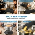 thumbnail image 3 of OVINESY Extra Long Silicone Oven Mitts Pot Holders Sets, Heat Resistant Oven Mittens with Mini Oven Gloves and Hot Pads Pot Holders for Kitchen Baking and Cooking, 6 Pcs, Black, 3 of 7