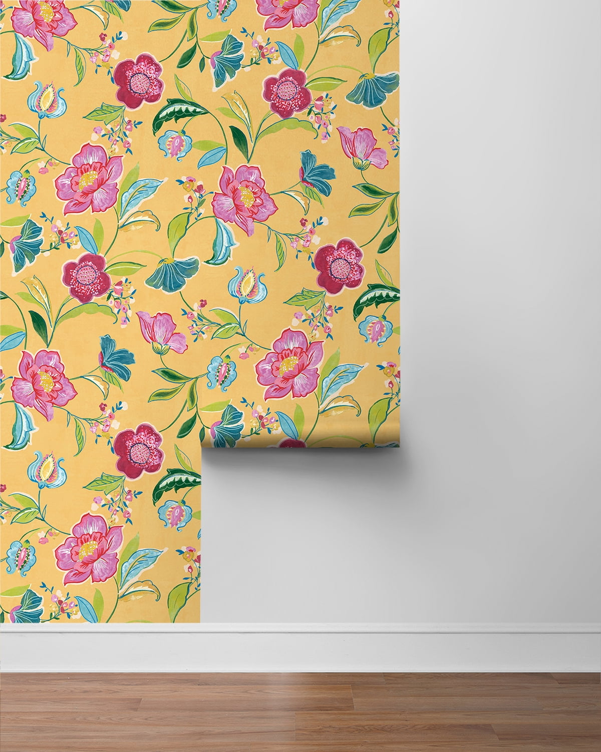NextWall Cantaloupe Painterly Floral Peel and Stick Wallpaper