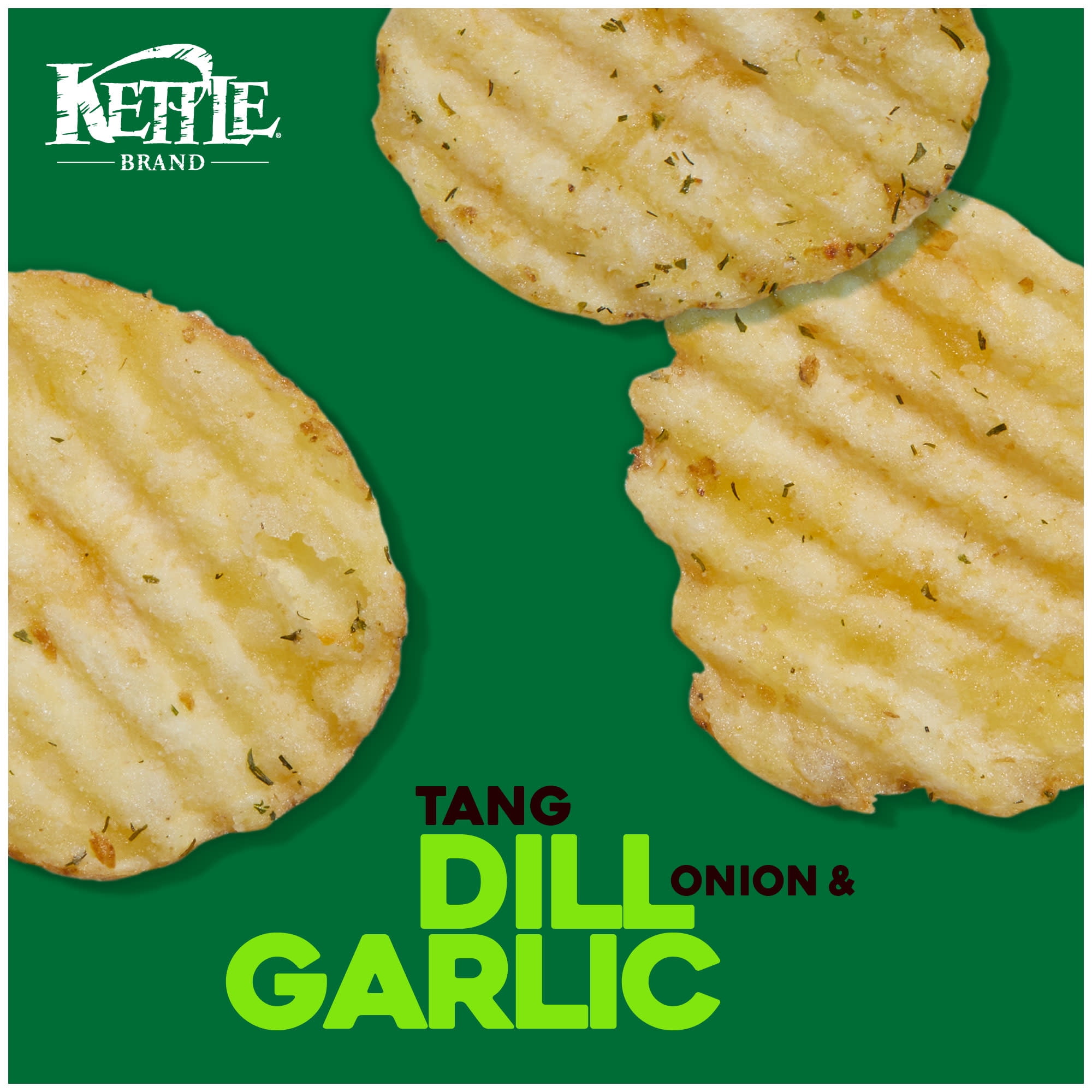 (12 pack) Kettle Brand Potato Chips, Krinkle Cut, Dill Pickle Kettle Chips, 7.5 oz