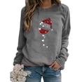 thumbnail image 1 of Jersey navideño para mujer, camiseta de manga larga con estampado de cuello redondo, camiseta adelgazante XBTCLXEBCO Gris;L, 1 of 3