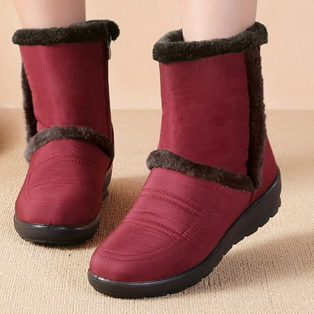 

Cathalem Woman Snow Boots Women Womens Winter Snow Boots Lined Warm Boots Slip On Waterproof Lightweight Winter Boots Women Red 7